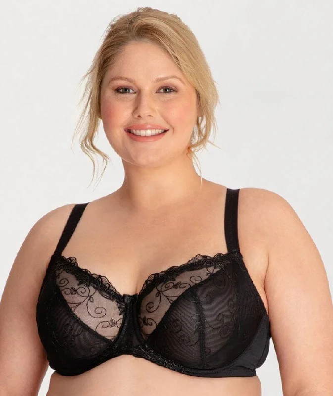 Ava & Audrey Elizabeth Embroidered Full Cup Underwired Bra - Black