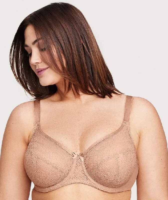 Glamorise Lace Comfort WonderWire Bra - Cappuccino