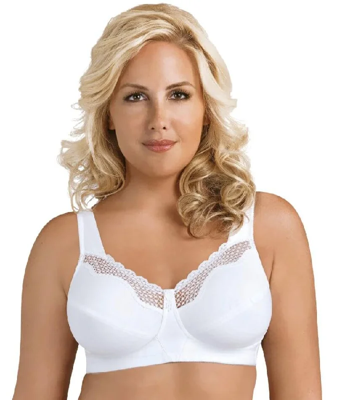 Exquisite Form Fully Cotton Soft Cup Wire-Free Bra With Lace - White