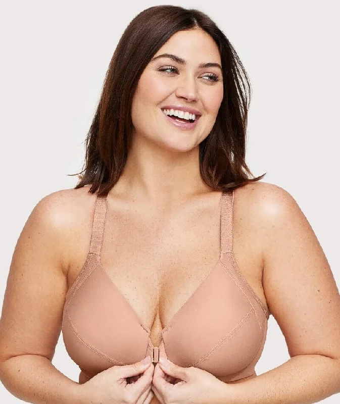 Glamorise Front-Closure Smoothing WonderWire Bra - Cappuccino