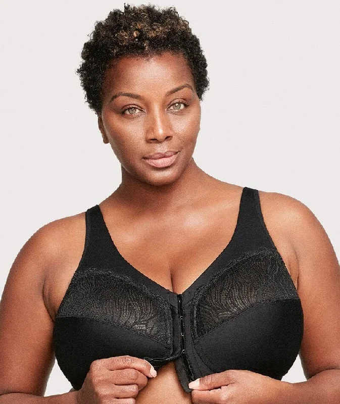 Glamorise Magiclift Natural Shape Wire-Free Front-Closure Bra - Black