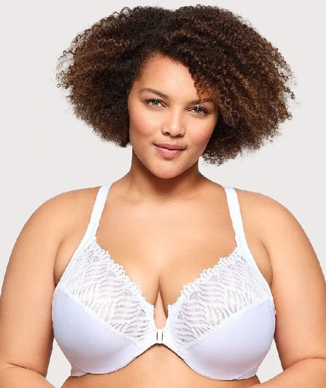 Glamorise Front-Closure T-Back WonderWire Bra - White