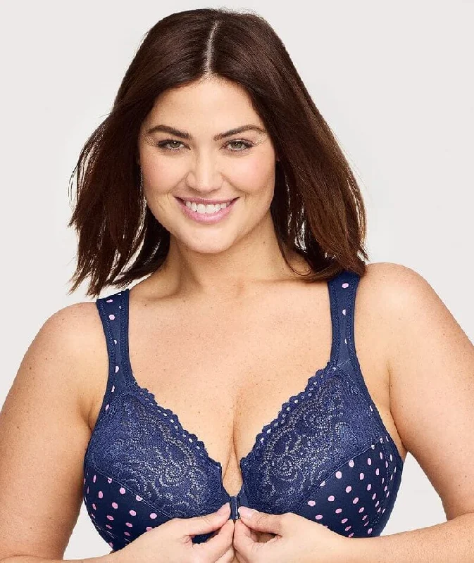 Glamorise WonderWire Front-Closure Bra - Navy Print