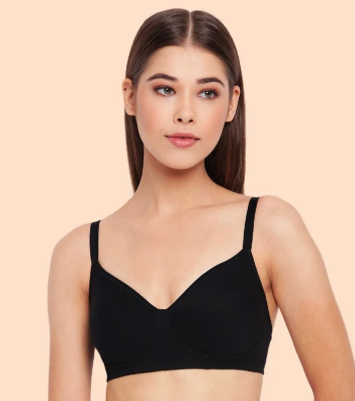 Enamor Fab-Cool A042 Side Support Shaper  Stretch Cotton Everyday Bra for Women- High Coverage, Non Padded and Wirefree - Black