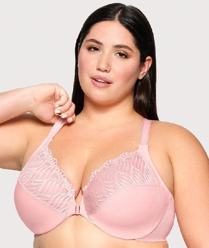 Glamorise Front-Closure T-Back WonderWire Bra - Blush