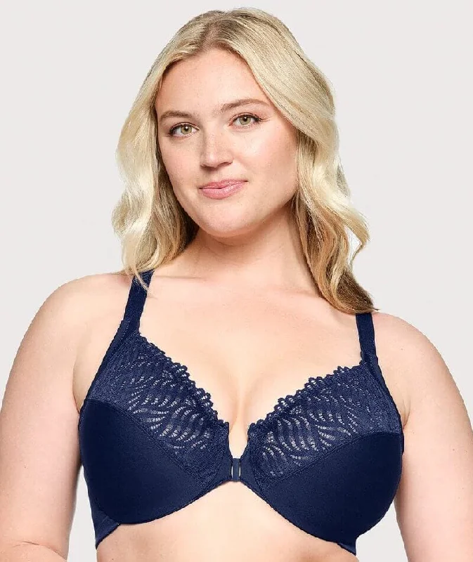 Glamorise Front-Closure T-Back WonderWire Bra - Blue