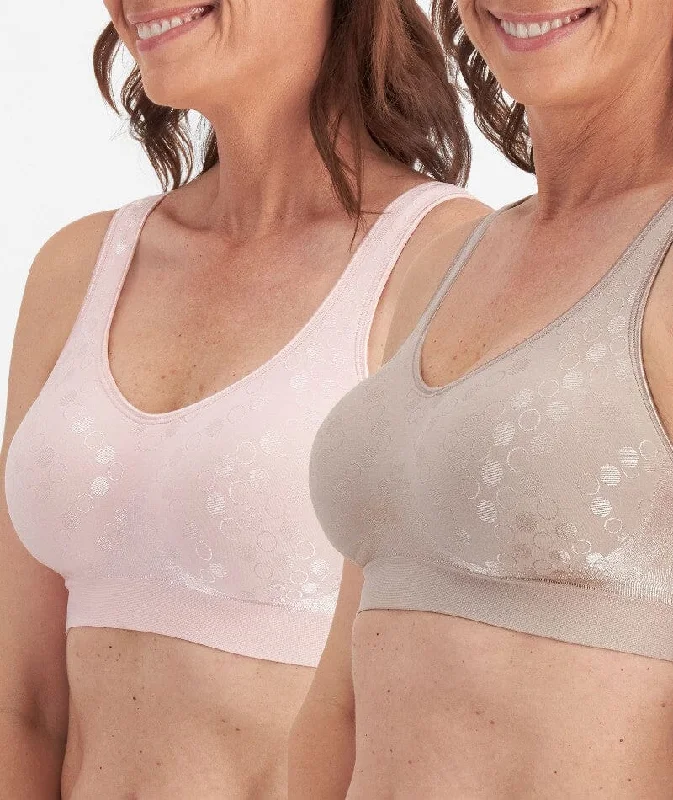 Playtex Comfort Revolution Contour Dot Wire-free 2 Pack Bra - Evening Blush/Gentle Peach