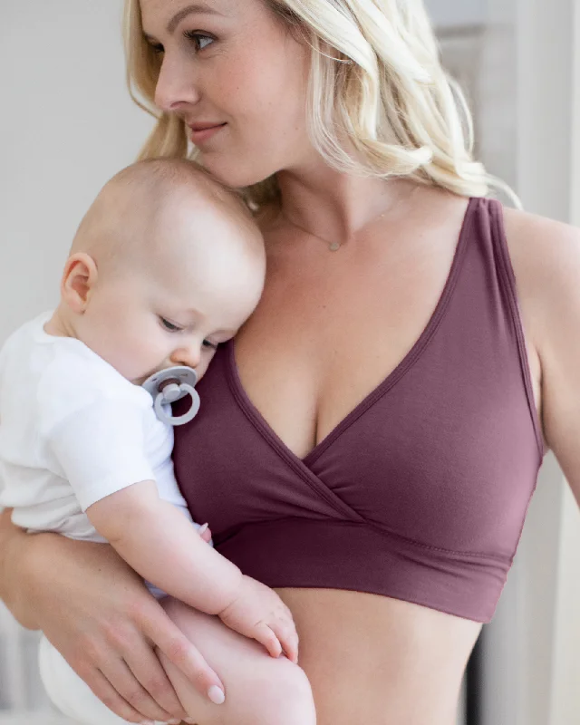 French Terry Racerback Nursing & Sleep Bra | Burgundy Plum