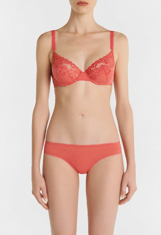 Coral Underwire Bra in Leavers Lace and Stretch Tulle