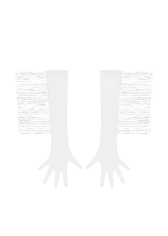 Long Mesh Gloves With Fringe (White)