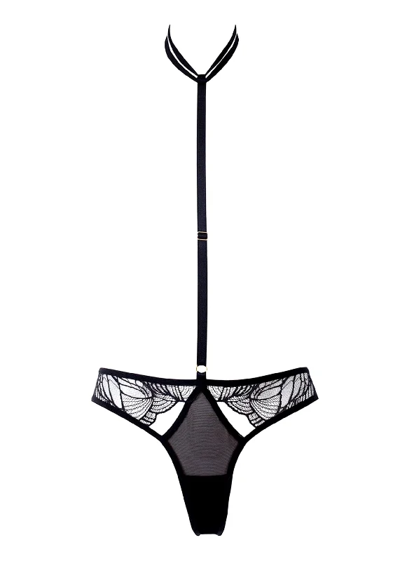 Emerson (Black) Lace and Mesh Harness Brief