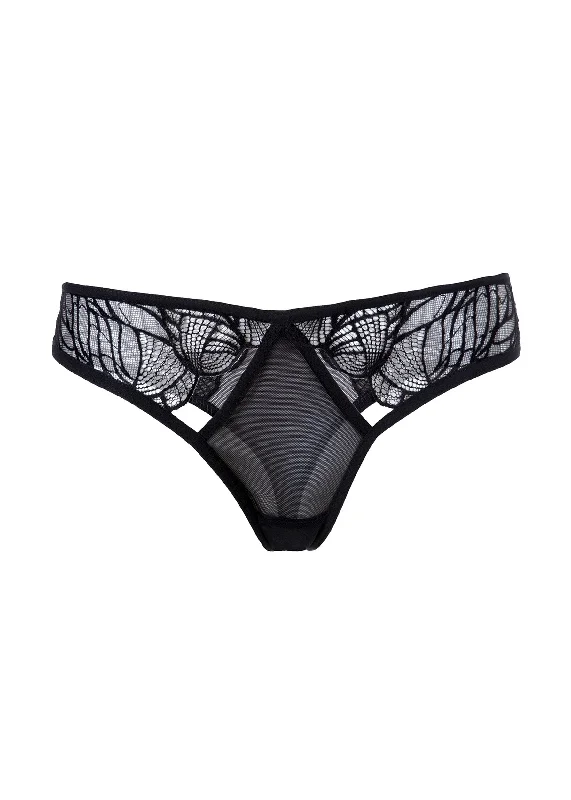 Emerson (Black) Lace and Mesh Thong