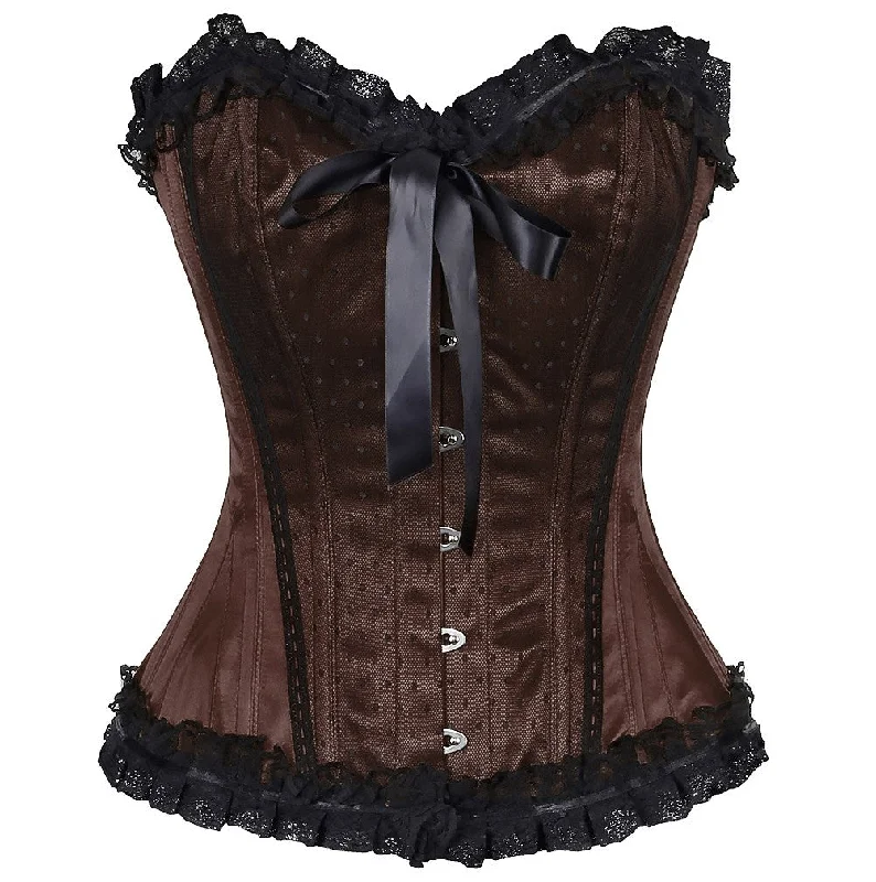 Ollie Satin Lace Overlay Burlesque Corset