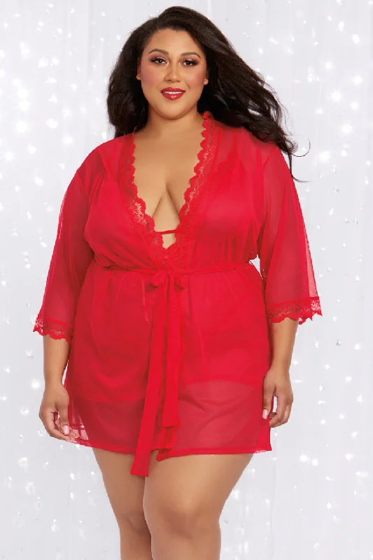 Plus Size Rouge Chemise and Robe